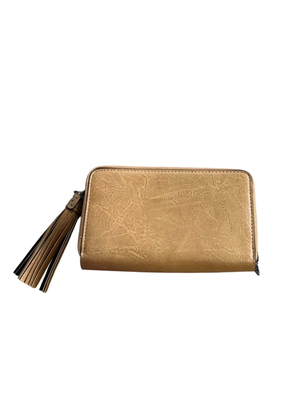 Western Turquoise Accent Brown Leather Wallet with Tassel